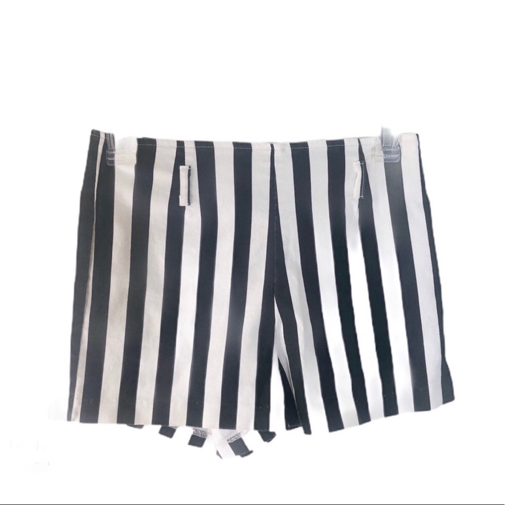 Black and White Stripe High Waisted Shorts